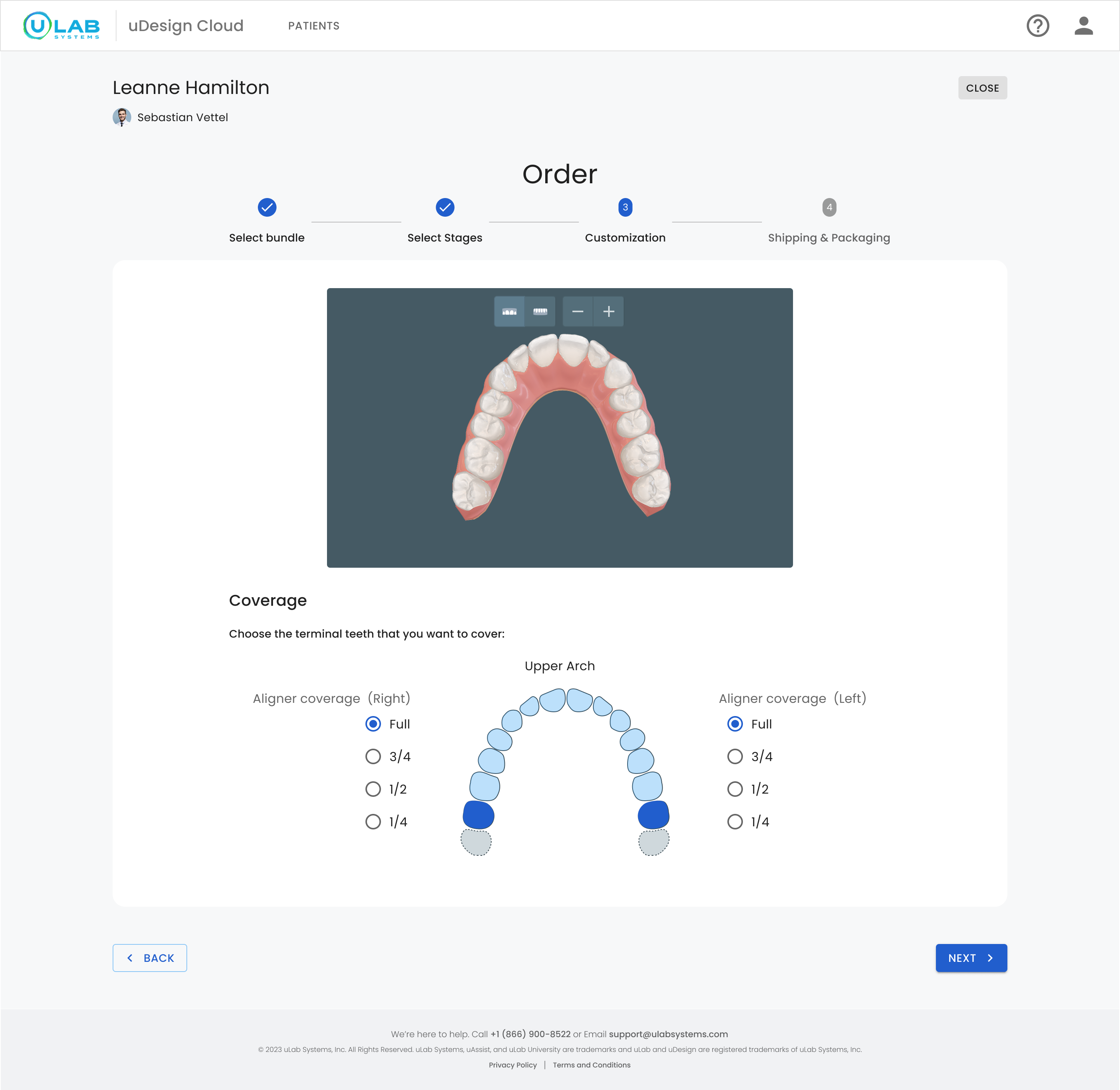 Full-screen uCloud customization step